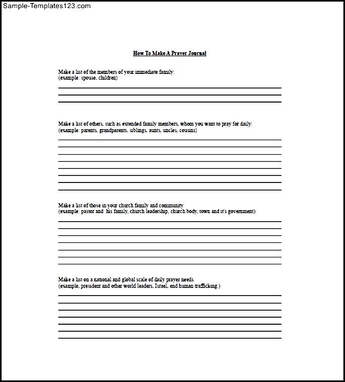 Printable Prayer List Template Sample Templates Sample Templates