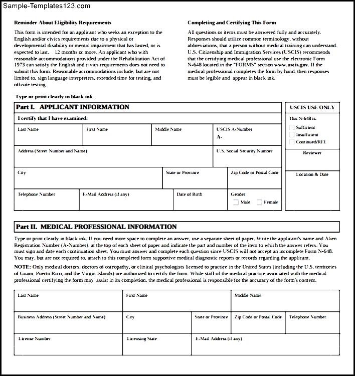 Sample Medical Application Form Sample Templates