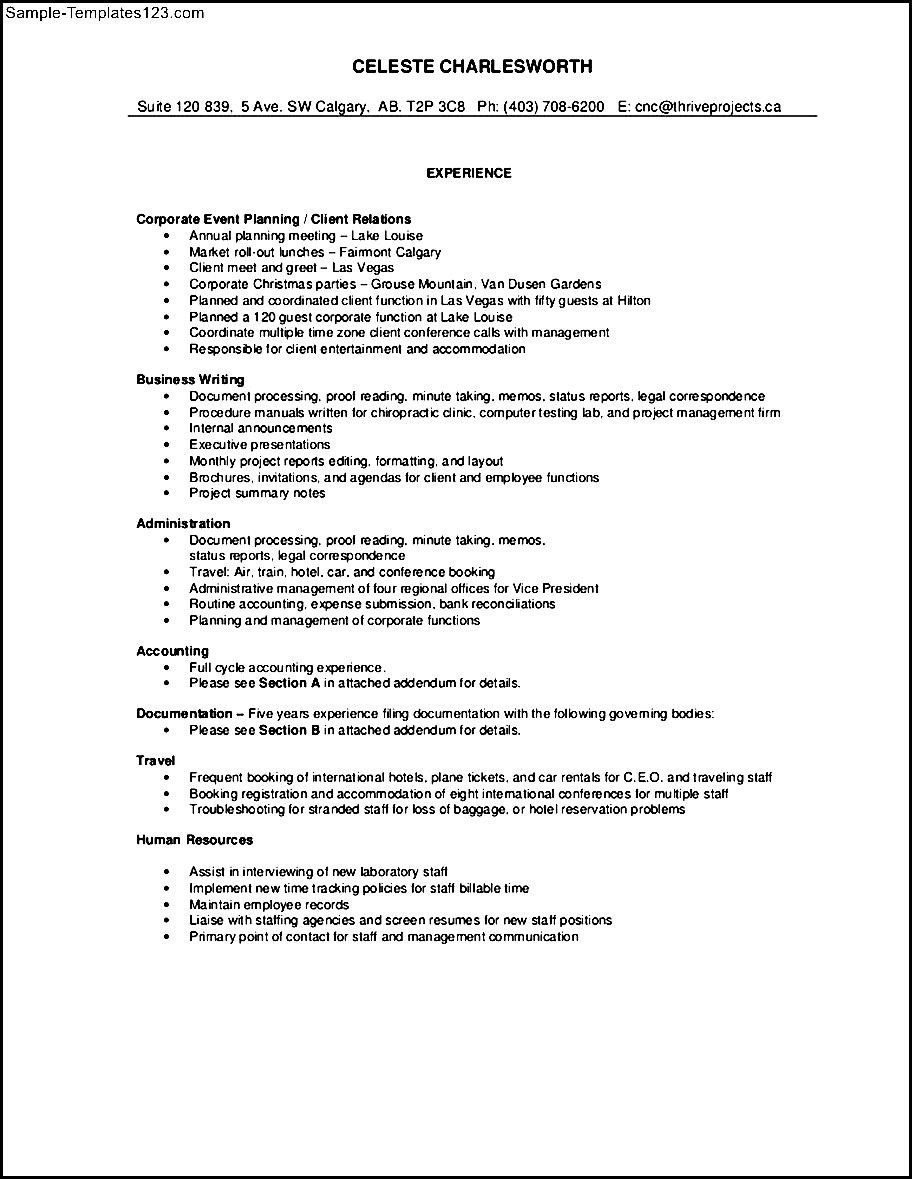 Sample Of Comprehensive Resume Sample Templates Sample Templates
