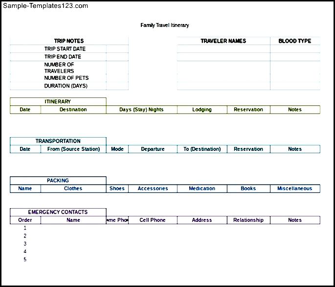 Sample Travel Itinerary Template Sample Templates Sample Templates