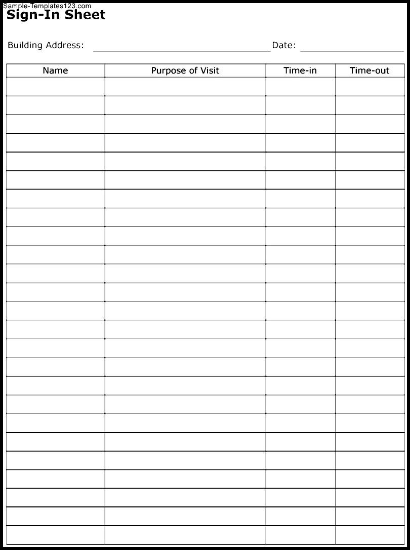 SignIn Sheet Template Sample Templates Sample Templates