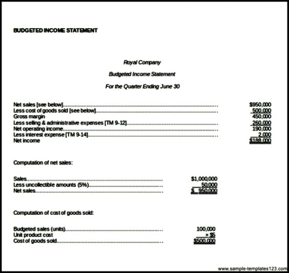 Comprehensive Budgeting Example Word Format Download Sample Templates