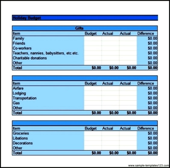 Holiday Budget Calculator Excel Sample Templates