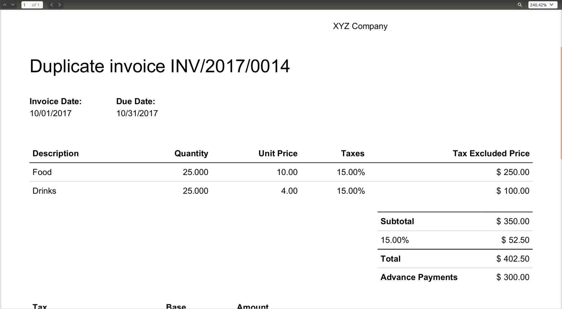 Advance Payment Invoice Sample Templates