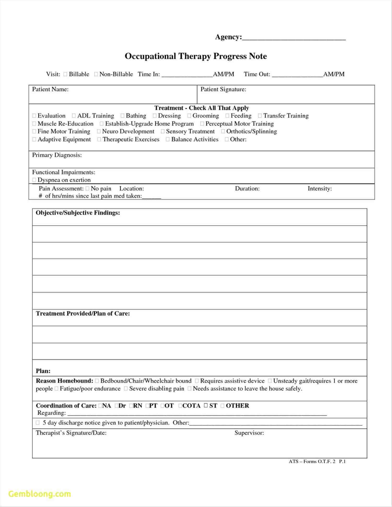Patient Progress Note Template Sample Templates Sample Templates