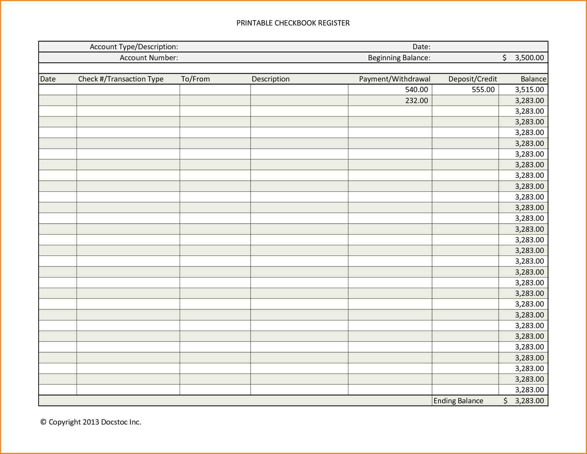 Check Register Balance Sheet Sample Templates Sample Templates