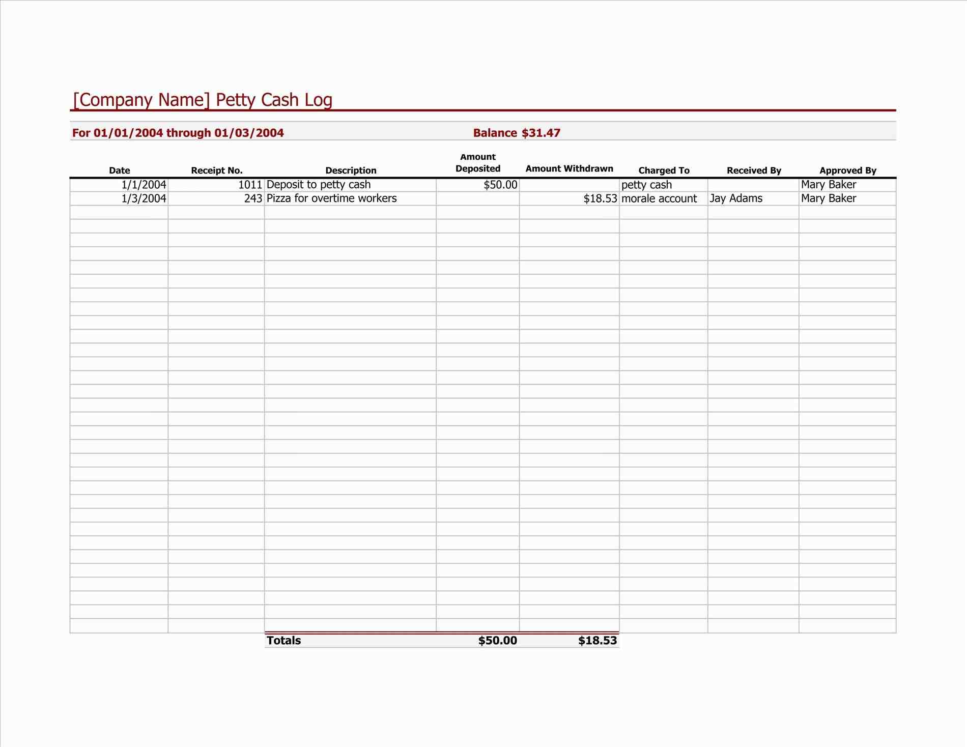 Deposit Record Template Sample Templates Sample Templates