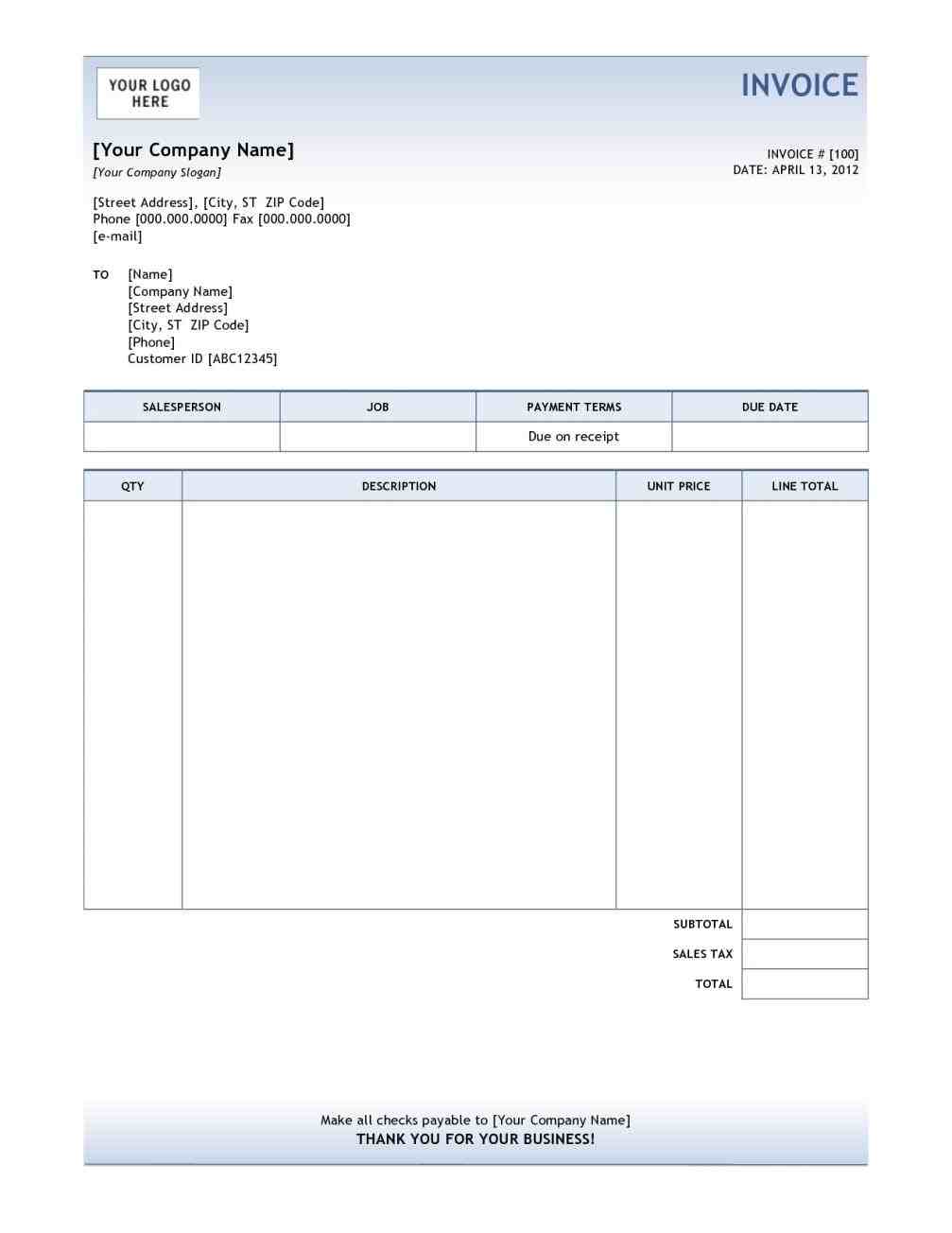 Custom Quickbooks Invoice Templates Professional Sample Template Collection