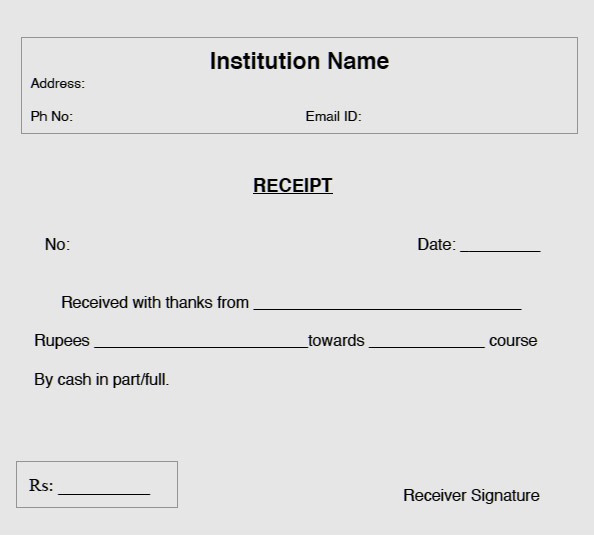 Fee Receipt Format for Coaching Classes in PDF & Word Formats