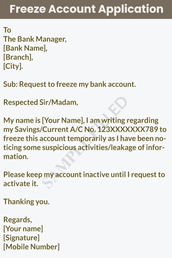 How to Write a Letter to Bank to Unfreeze Your Bank Account 9 Samples