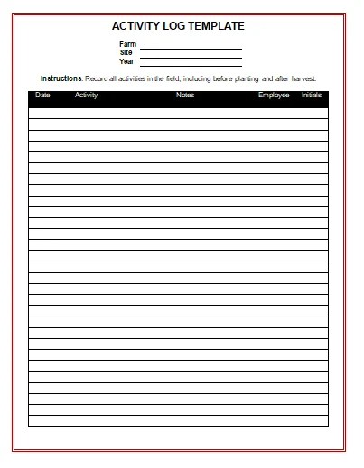 Activity Log Templates | 10+ Free Word, Excel & PDF Formats, Samples
