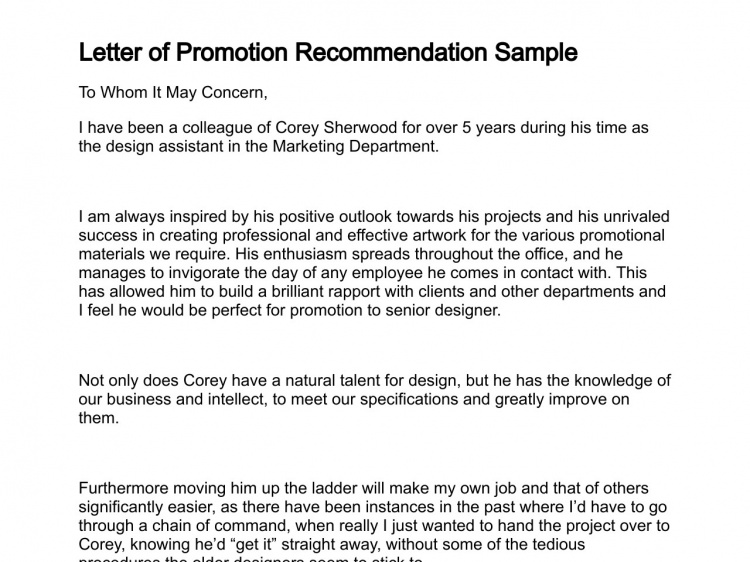 LETTER OF APPLICATION FOR PROMOTION Sample & Templates