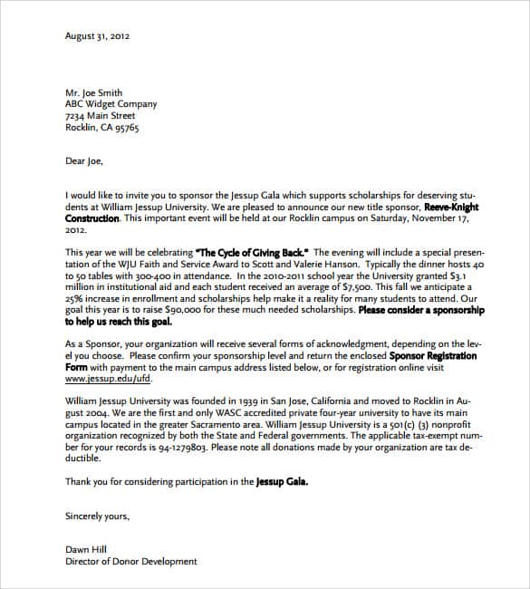 14+ Sample Fundraising Letters Writing Letters Formats & Examples