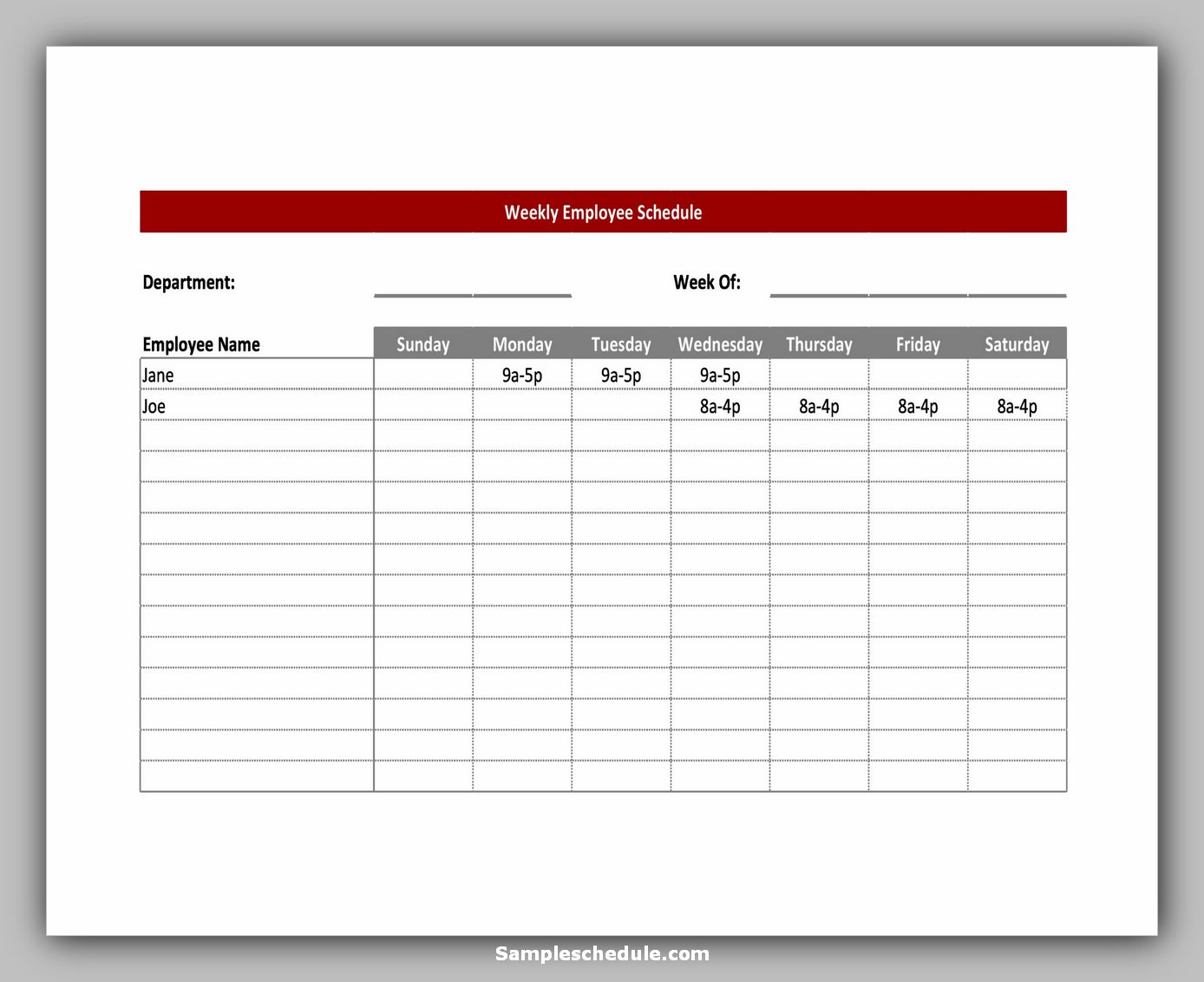 20 Sample Employee Schedule sample schedule