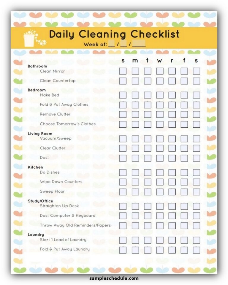 8+ Useful Cleaning Schedule Template sample schedule