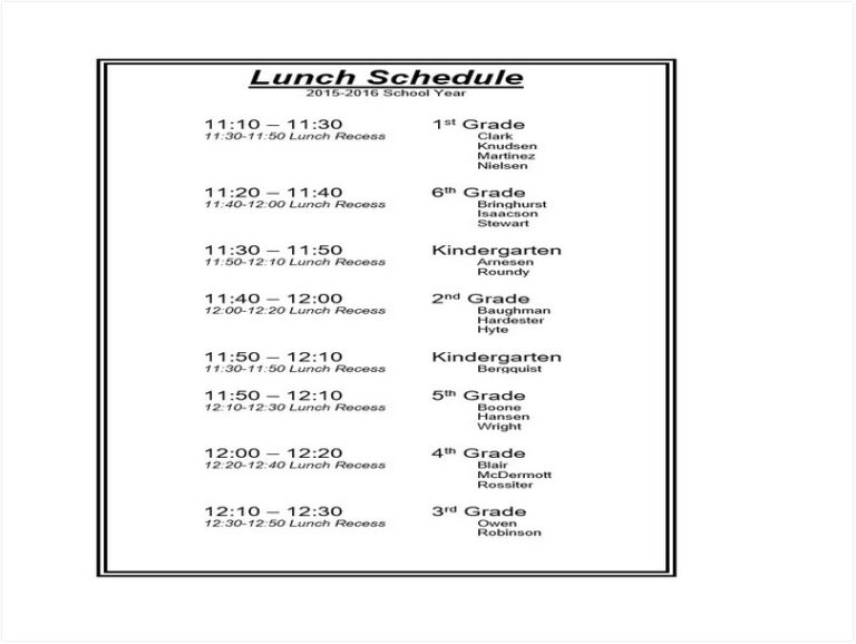 15+ Useful Lunch Schedule Template To Make A Discipline and Healthy Life sample schedule