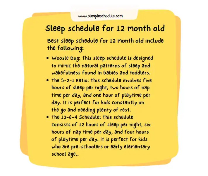 The Best Sleep Schedule for 12 Month Old sample schedule