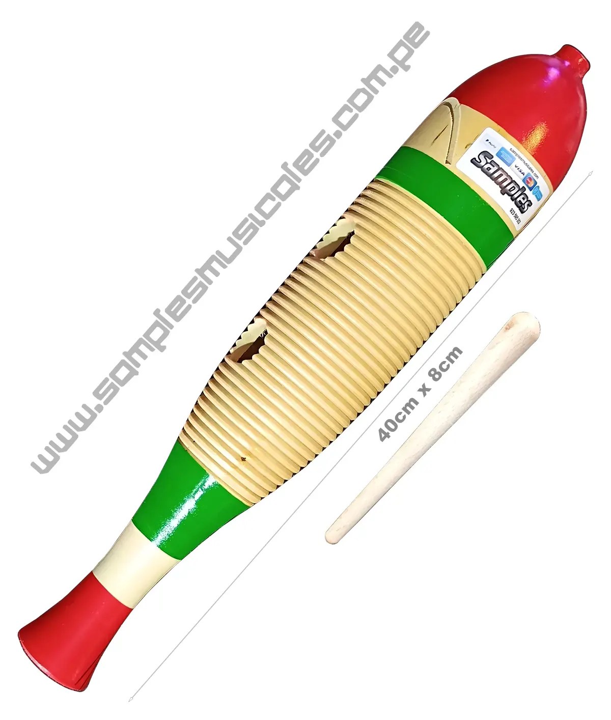 GUIRO DE MADERA CON EMPUÑADURA RASPADOR 🥇