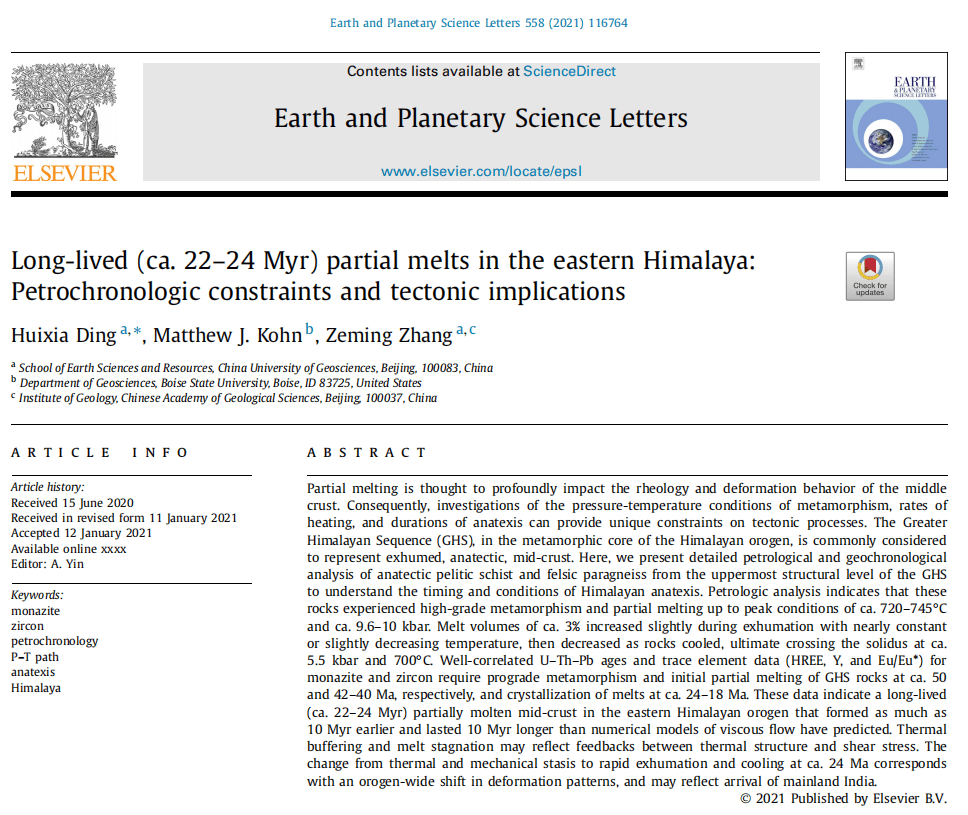 Huixia Ding ∗, Matthew J. Kohn, Zeming Zhang, 2021. Longlived (ca. 22