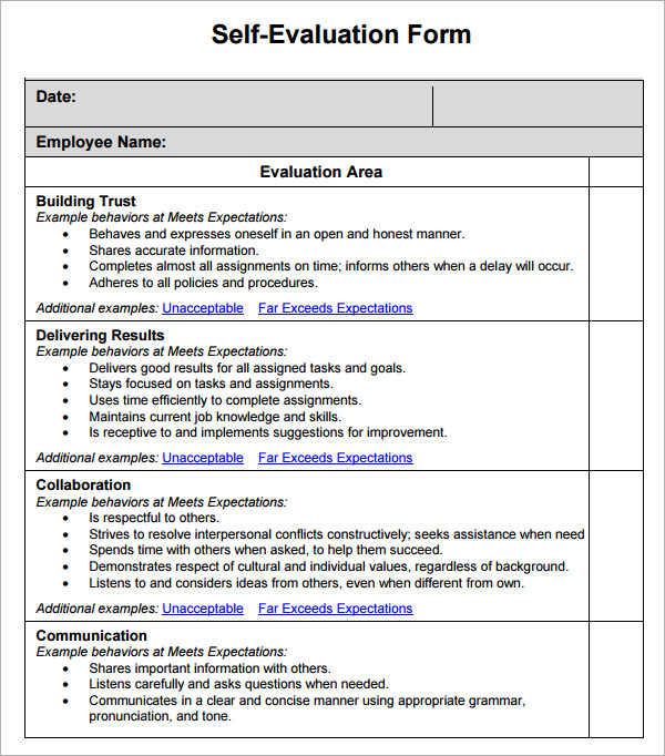 Employee Self Evaluation Form 9+ Free Download in Word , PDF