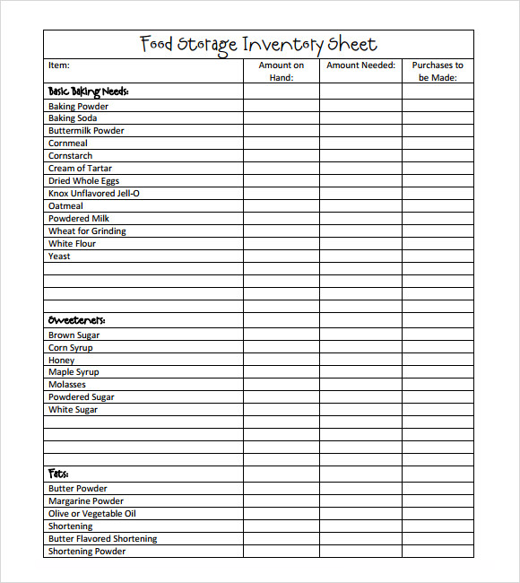 Food Inventory Template 9+ Download Free Document in PDF , Excel