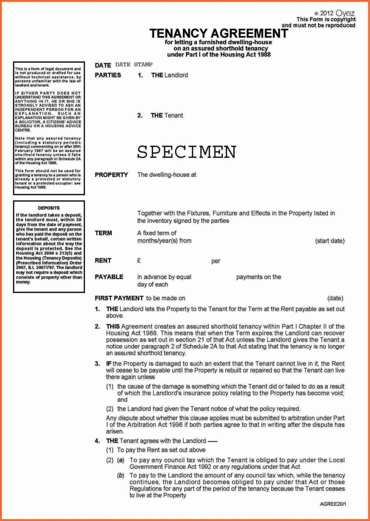 Assured Shorthold Tenancy Agreement Template Free Download