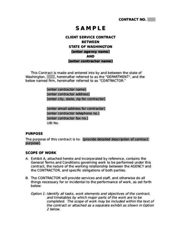 Client Service Contract Template SampleTemplatess SampleTemplatess