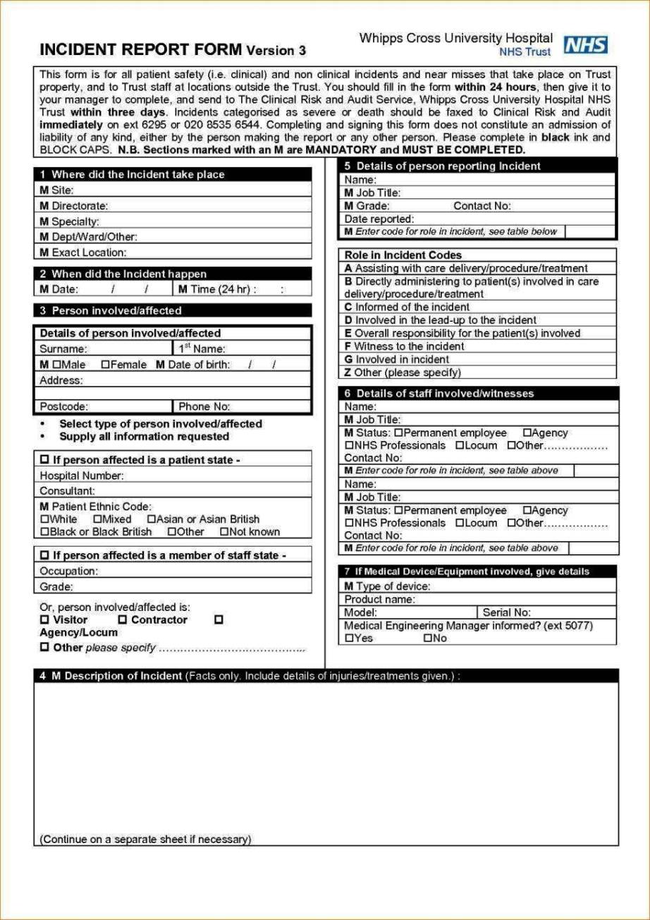 Hospital Incident Report Form Template SampleTemplatess SampleTemplatess