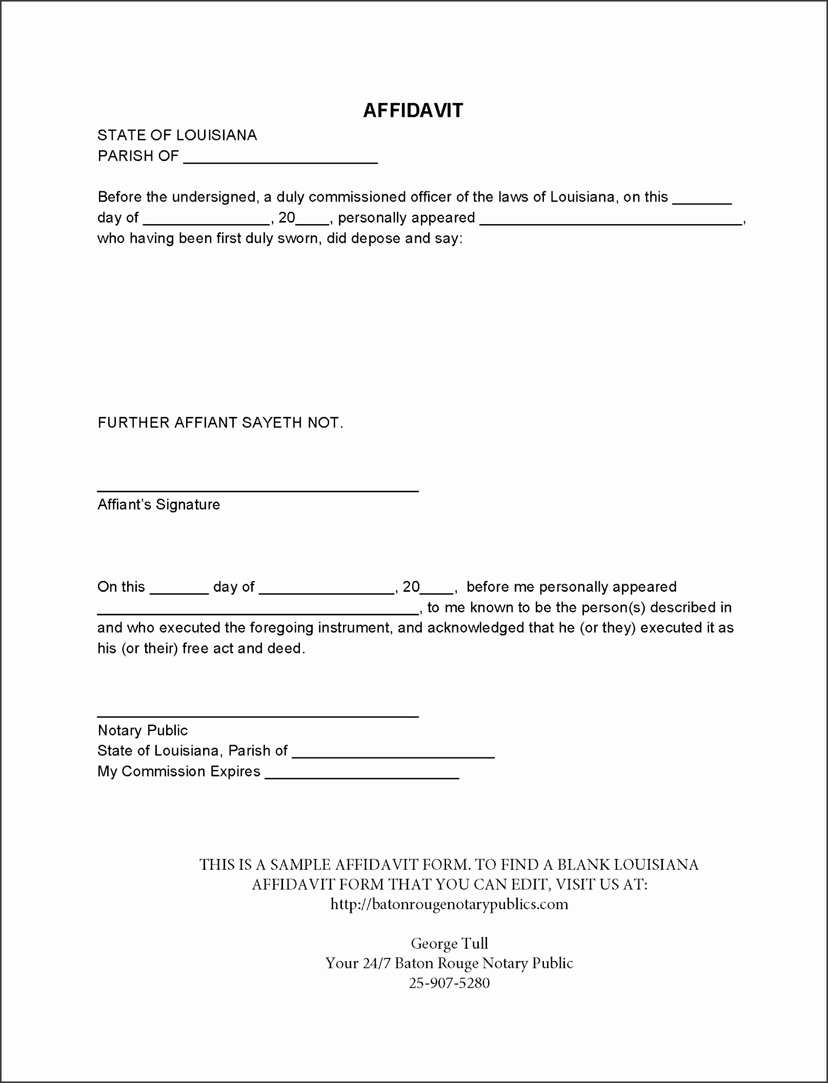 8 Affidavit form Template Free Of Cost SampleTemplatess