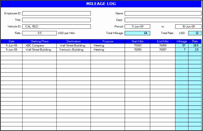 6 Editable Vehicle Mileage Log SampleTemplatess SampleTemplatess