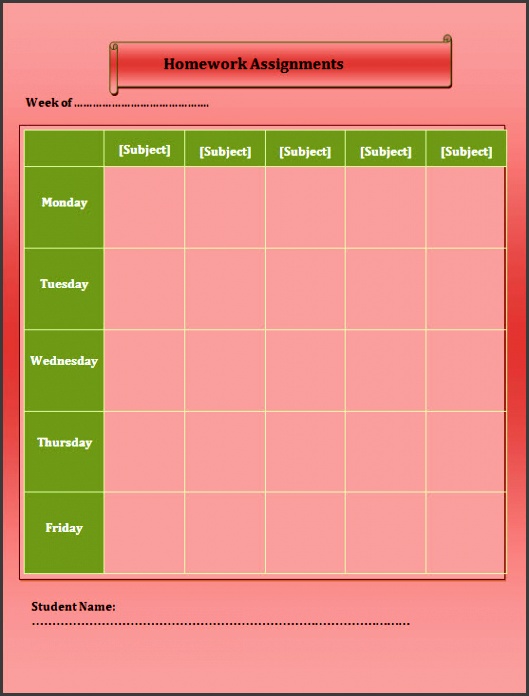 10 Homework Planner Template SampleTemplatess