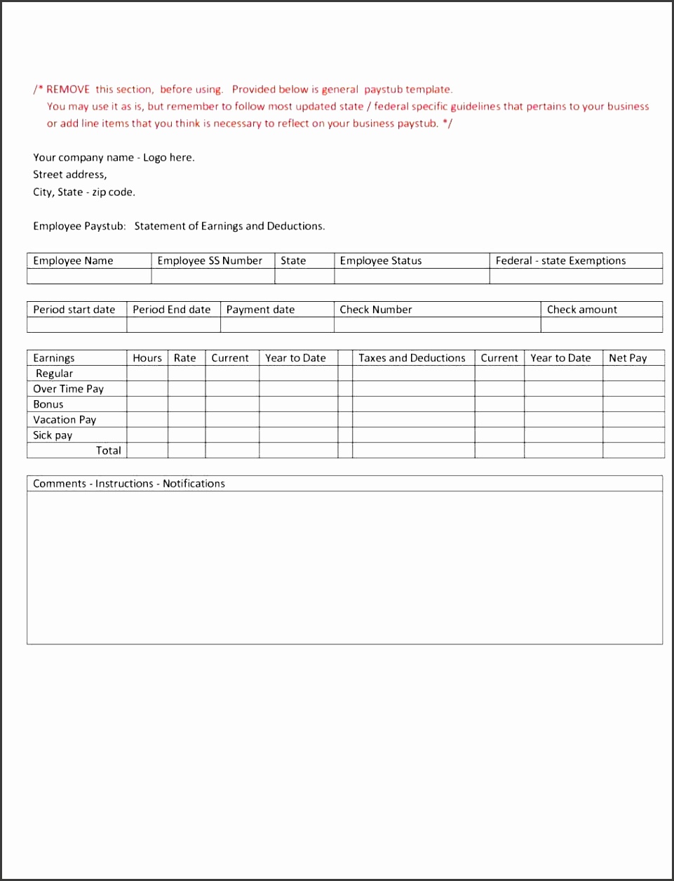5+ Pay Stub In Ms Word SampleTemplatess SampleTemplatess