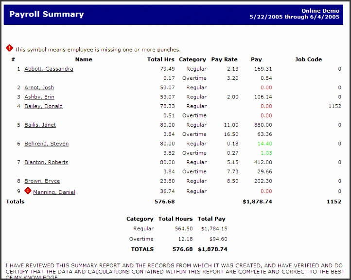 6 Payroll Summary Template SampleTemplatess SampleTemplatess