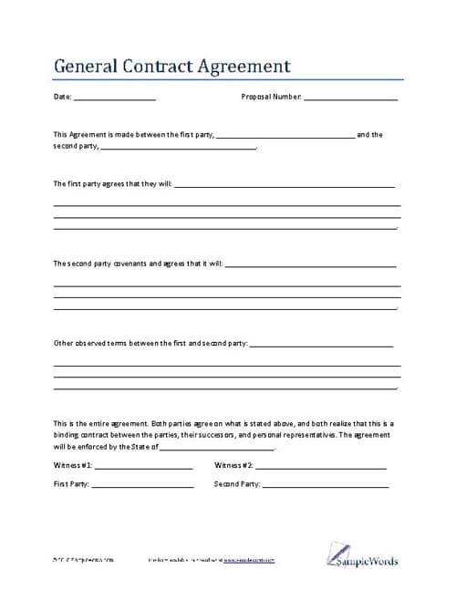 General Contract Agreement Template Business Contract