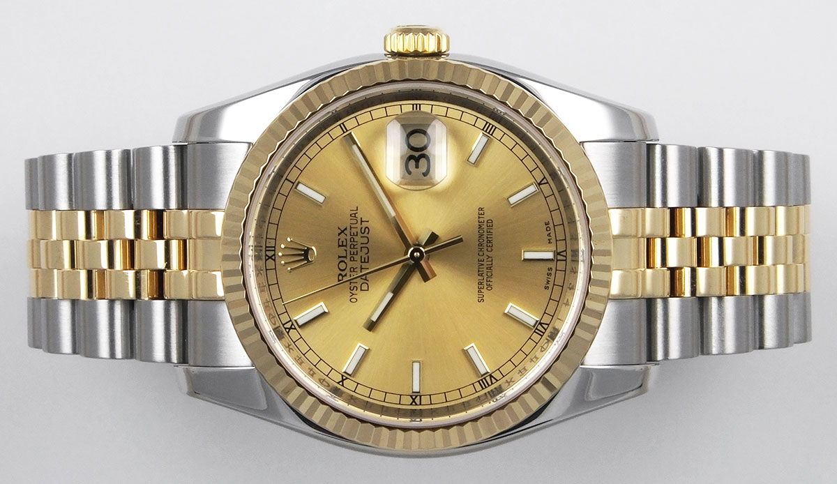 Rolex 18K/SS Oyster Perpetual DateJust 36mm 116233 Champagne Dial B