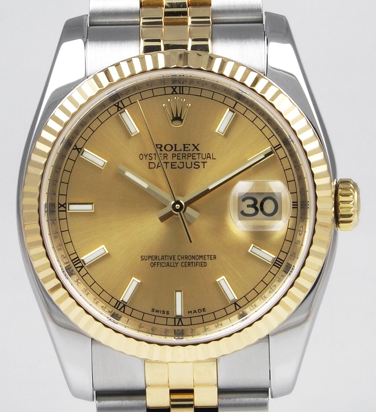 Rolex 18K/SS Oyster Perpetual DateJust 36mm 116233 Champagne Dial B