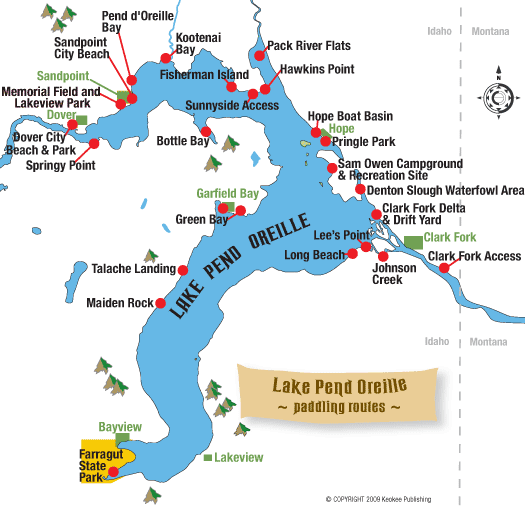 Lake Pend Oreille Map Lake Pend Oreille Idaho boat tours and paddle routes Sandpoint Online