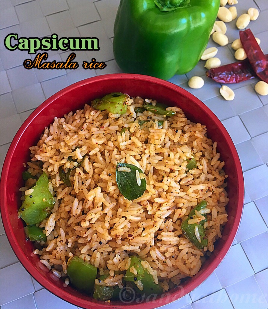 Capsicum masala rice, Variety rice recipes Sandhya's recipes