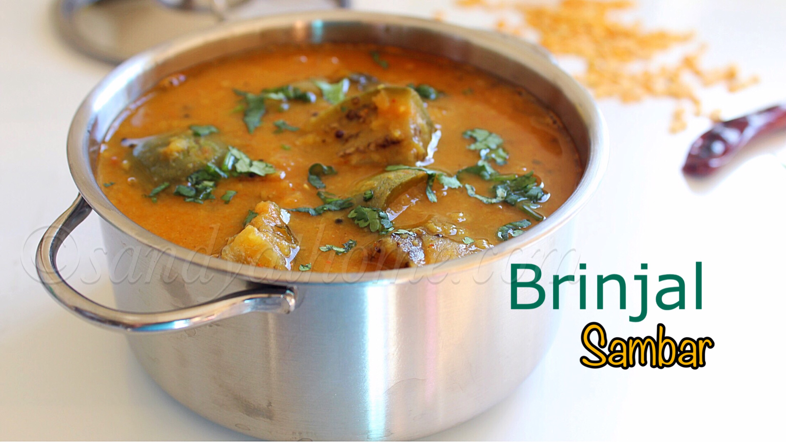 Brinjal Sambar recipe, Kathirikkai Sambar Sandhya's recipes