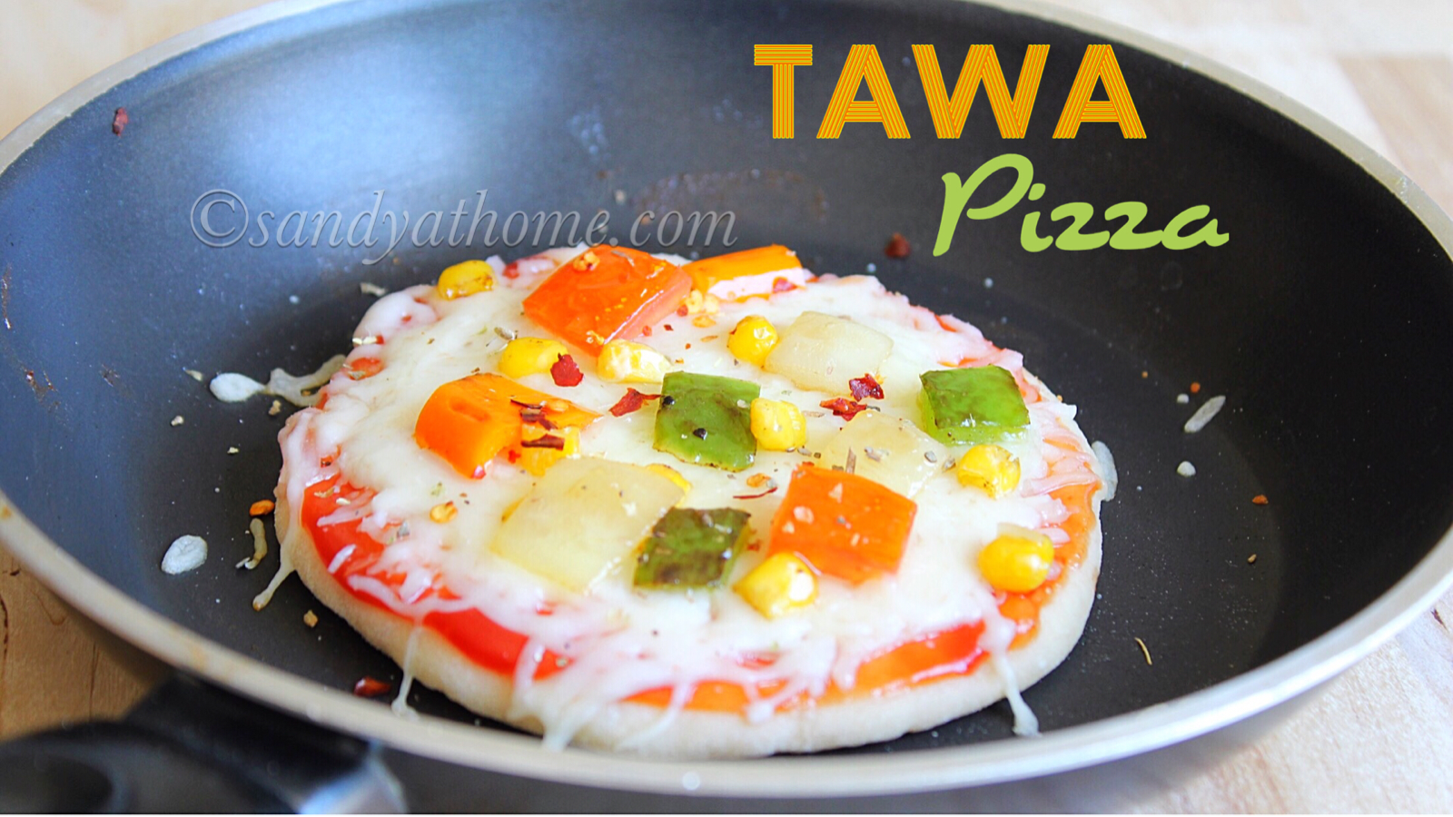 Tawa pizza, Stove top veg pizza, Pizza without oven Sandhya's recipes