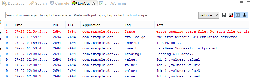 Java Android Program To Read And Write To A Sqlite Database In