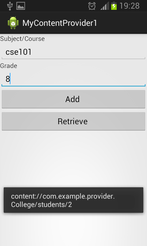 Java Android Program To Create Grade Report Using Content Providers