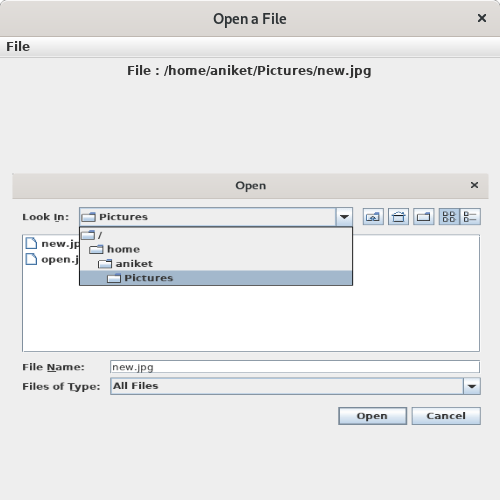 Java Program to Create a Menu and Handle the File Open Event Sanfoundry