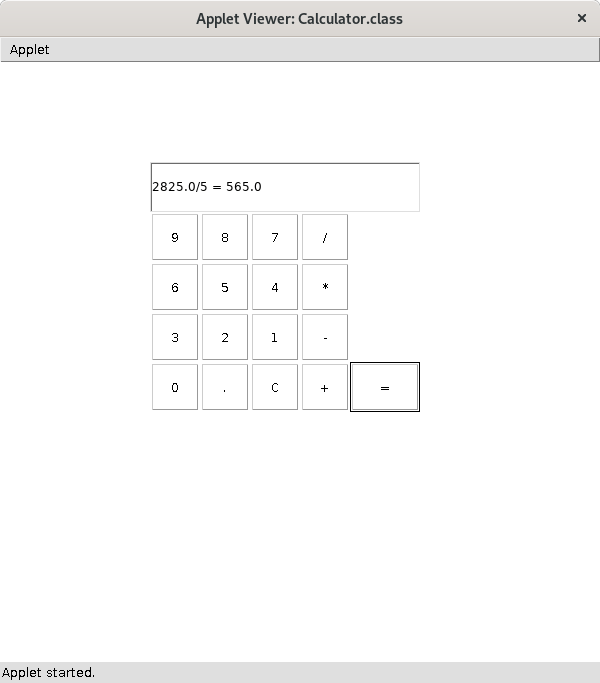 Simple Calculator Program using Java Applet Sanfoundry