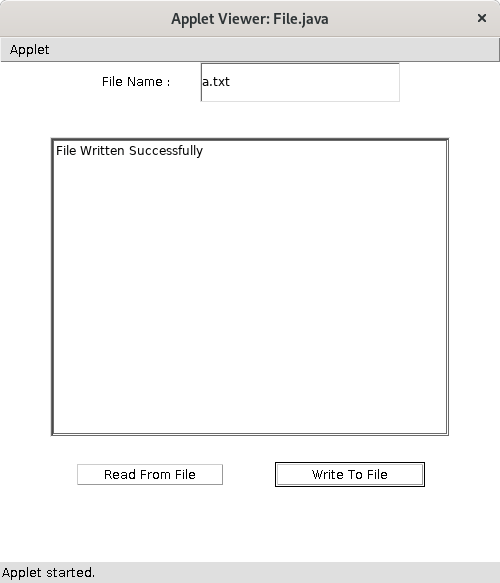 Java Program to Perform Read and Write File Operations using Applet