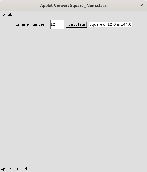 Java Program to Find Square Root using Applet Sanfoundry
