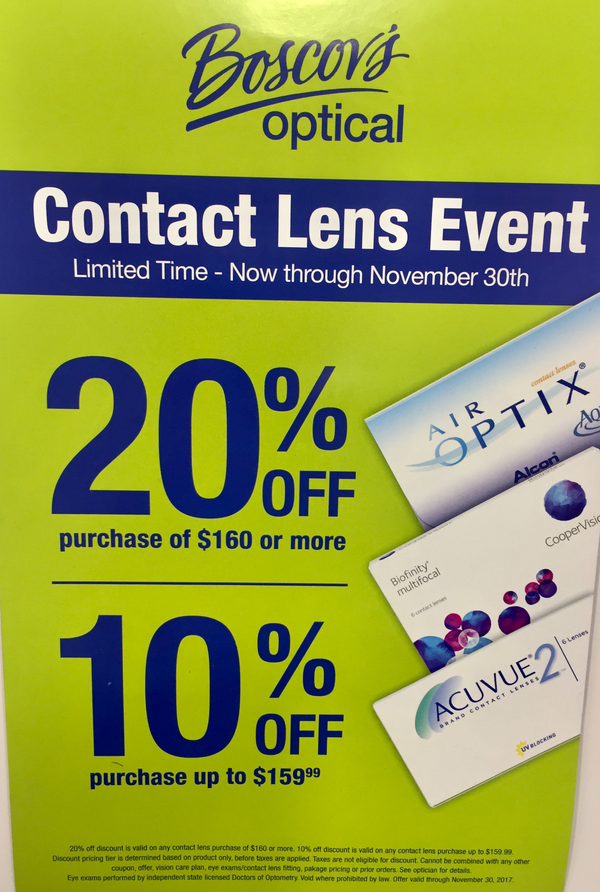 Black Friday Contact Lens Sale at Boscov's Optical Sangertown Square