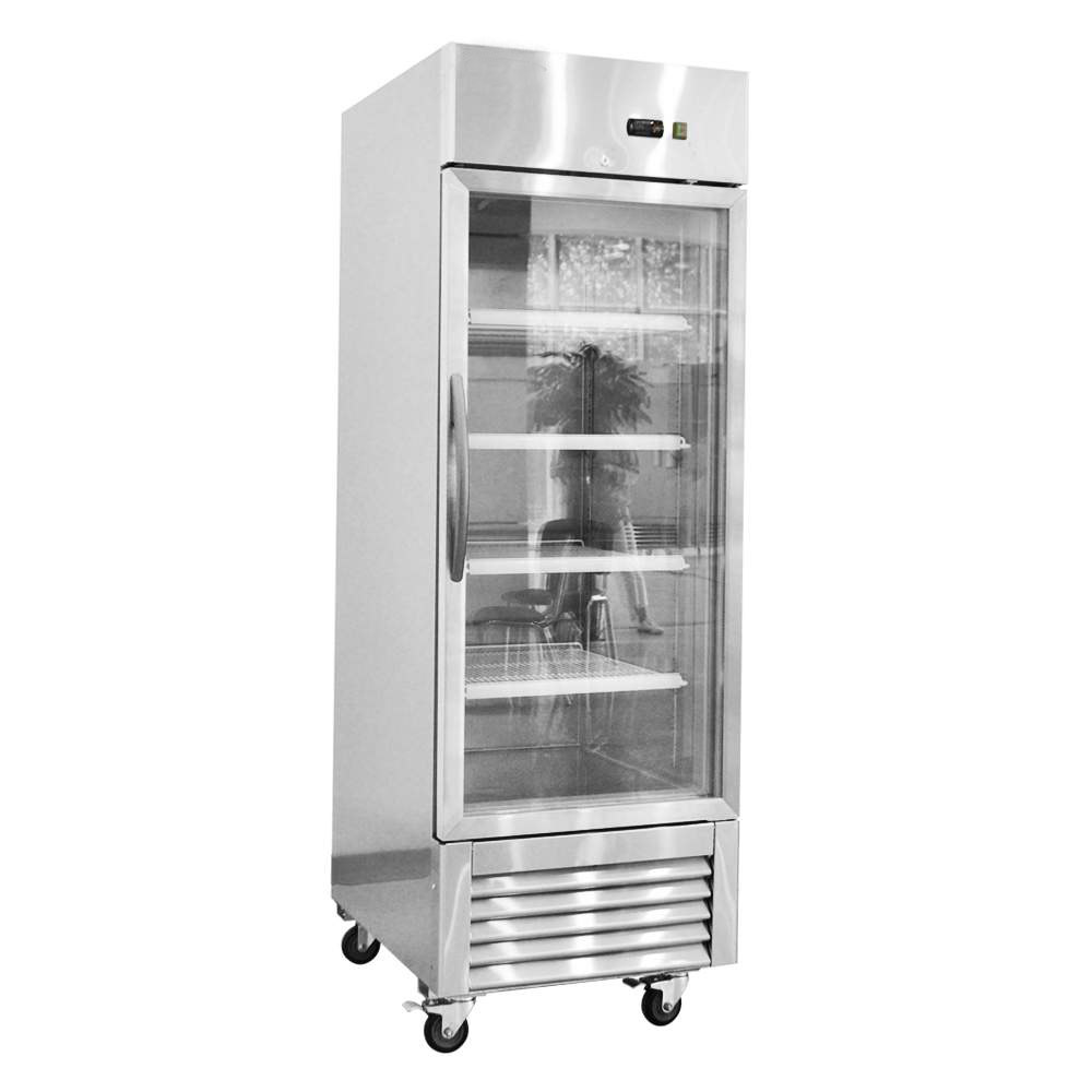 Single Glass Door Stainless Steel ReachIn Refrigerator 20 cu.ft