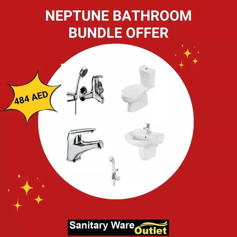 Neptune Bathroom Bundle Set Basin, WC, Shattaf, Mixer, And Shower
