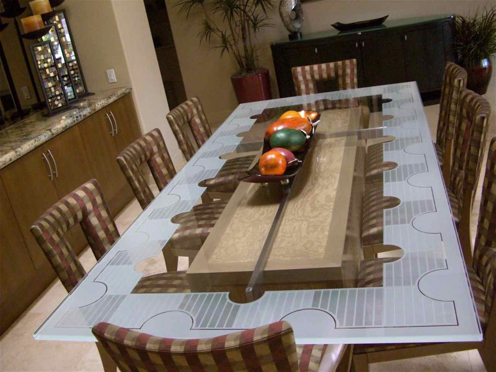 glass dining table Sans Soucie Art Glass